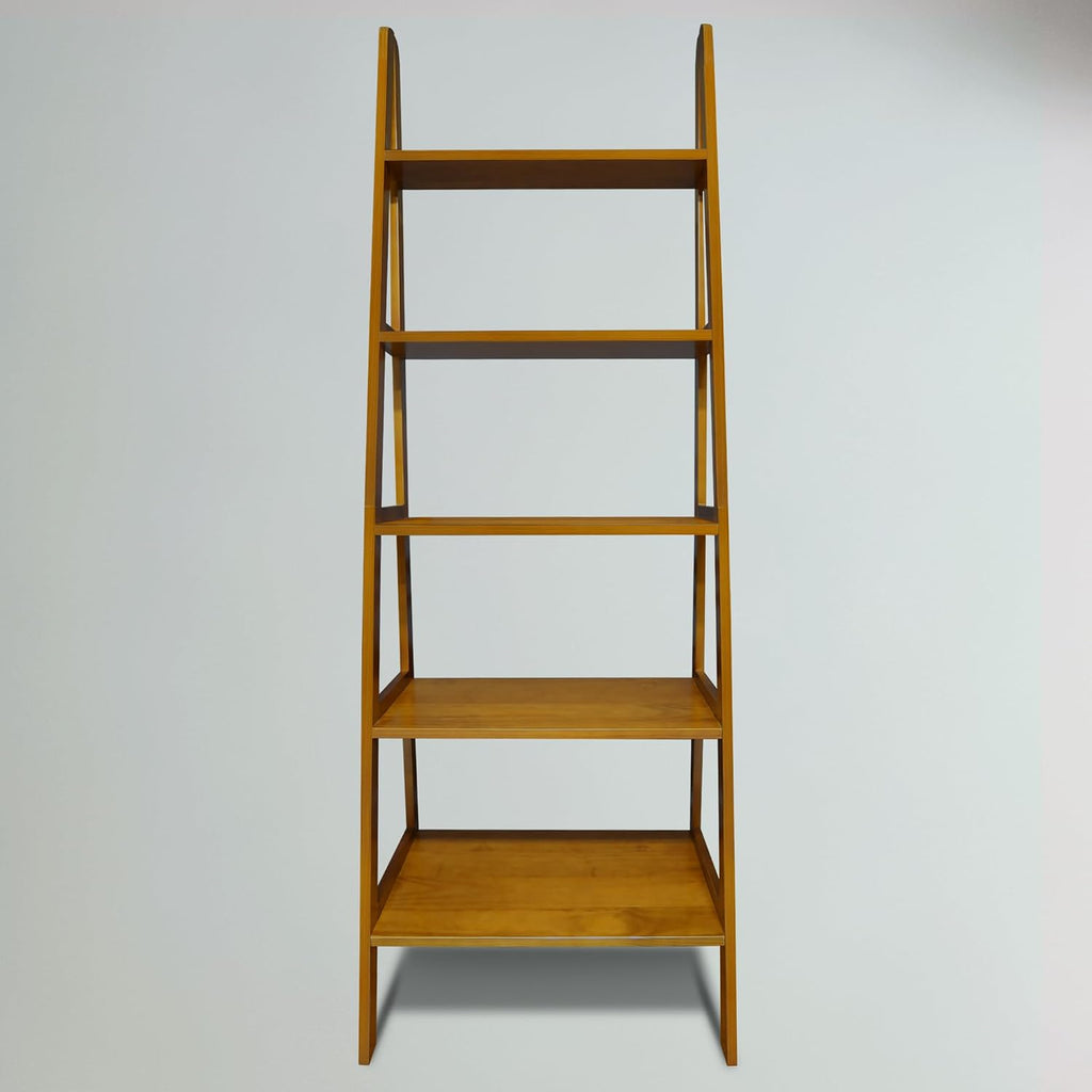 Casual Home 100% Solid Wood 5-Shelf Ladder Bookcase, Standard, 72" H, Chestnut