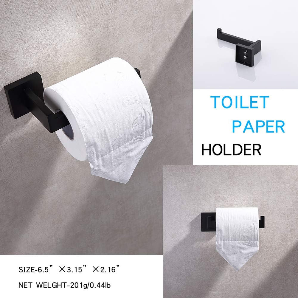 TASTOS 3-Piece Bathroom Hardware Set Matte Black Wall Mounted Bathroom Access...