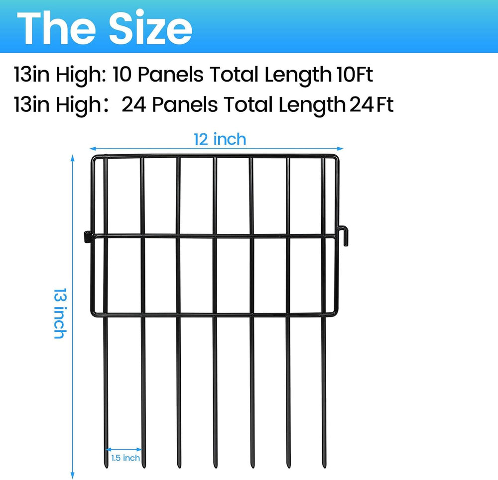 Getlay Garden Fencing Animal Barrier 24 ft(L)×13 in(H), 24Panels No Dig Fence...