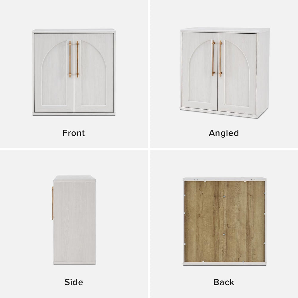 mopio Blake Storage Cabinet, Pantry (White Oak, Set of 2, Arched)