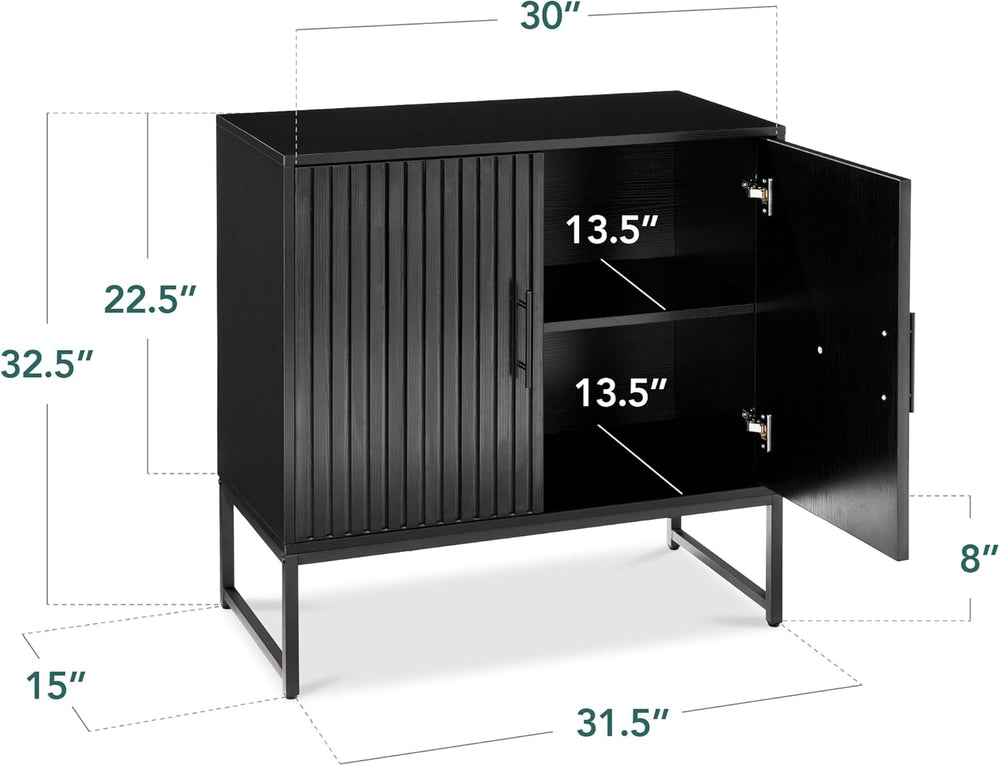 Best Choice Products Slatted Sideboard Buffet Cabinet, Entryway Table, Accent...