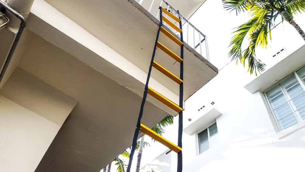 Wall Mounted Fire Escape Ladder 2 Story 13ft - Fire Ladder for Homes Include ...