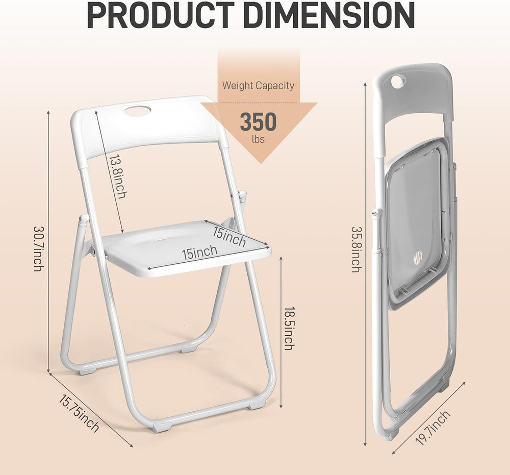Karl home 10 PCS Plastic Folding Chair, Lightweight Foldable Chair, White