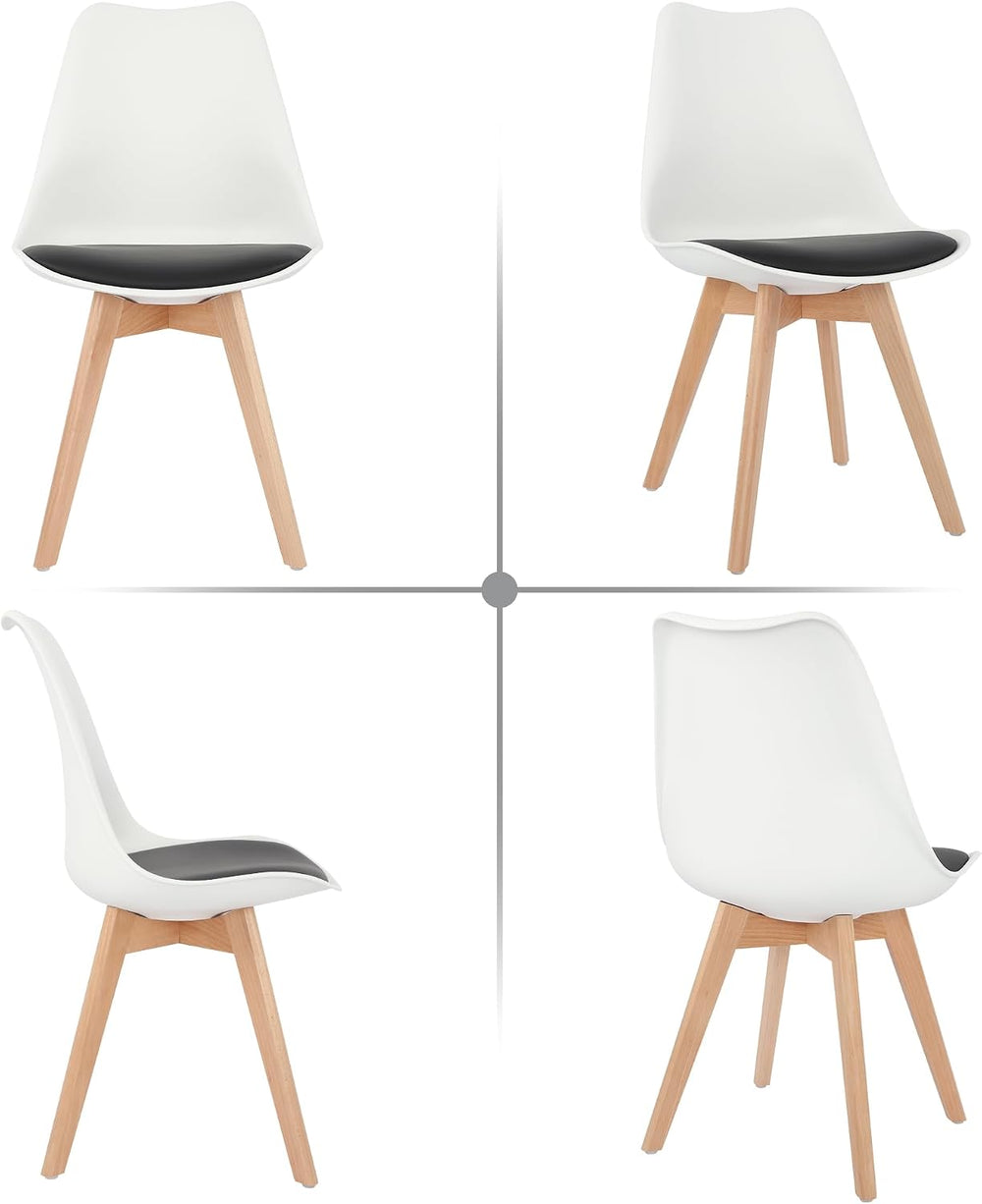 LSSBOUGHT Mid Century Modern Dining Chairs,Shell Lounge Plastic Side Chair wi...