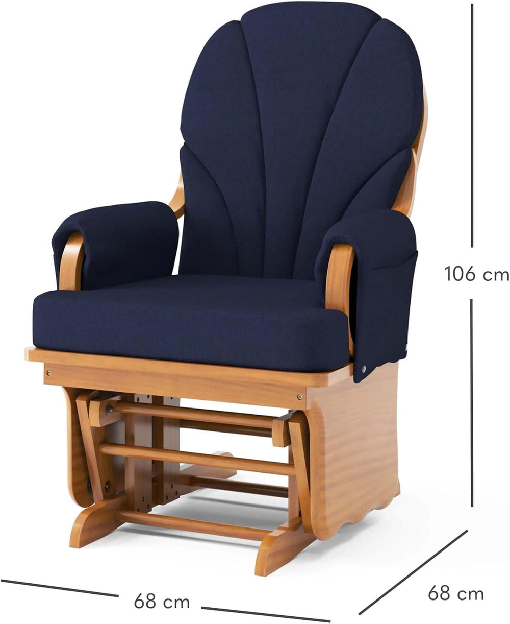 Foundations Lullaby Wood Base Glider Rocker Chair, Navy Polyester