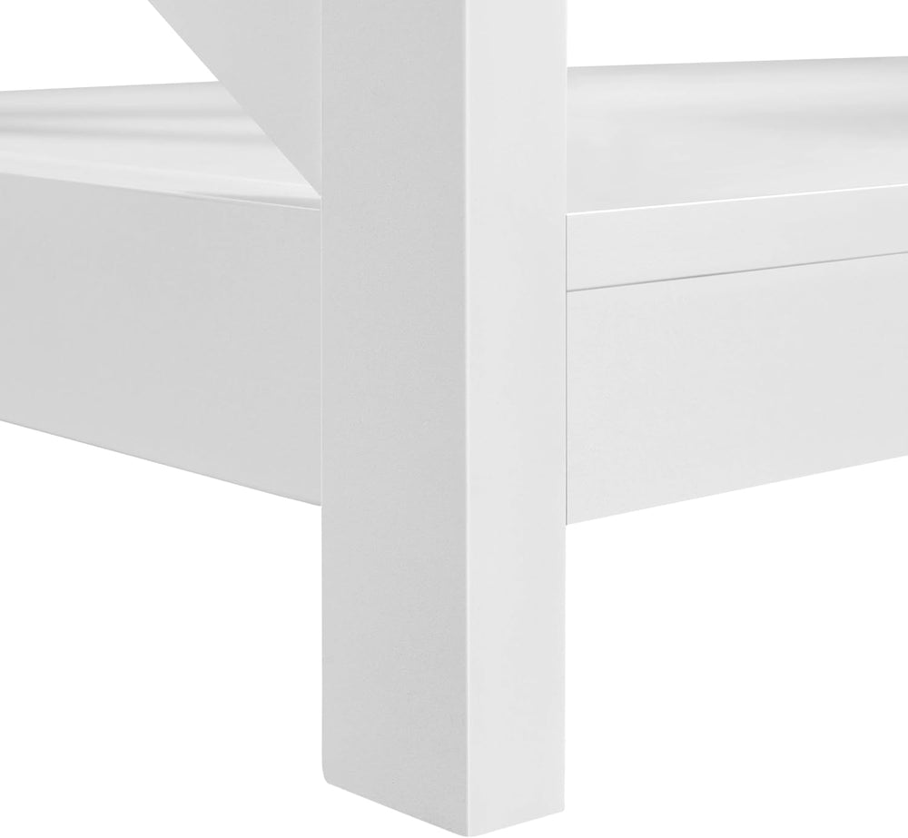 Yaheetech White Coffee Table for Living Room, X-Design Storage Shelf, 39.5"