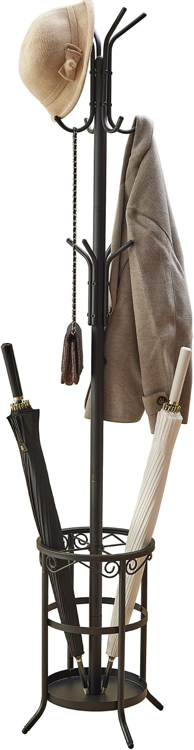 GHWIE Freestanding Coat Rack Stand with Umbrella Holder and Hat Hanger Organi...