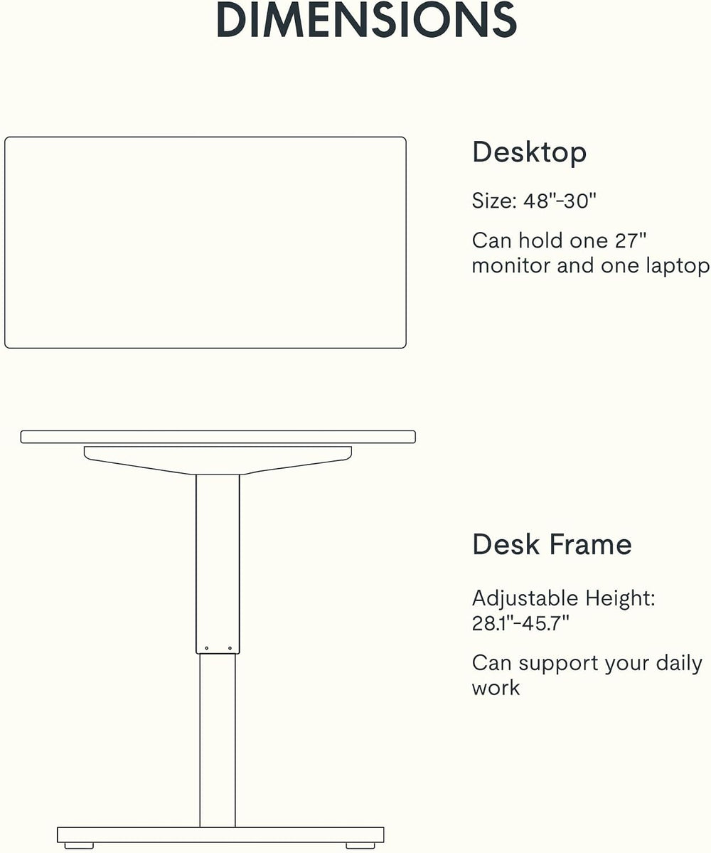 FLEXISPOT EN1 48"x30" One-Piece Standing Desk, Gray Wood