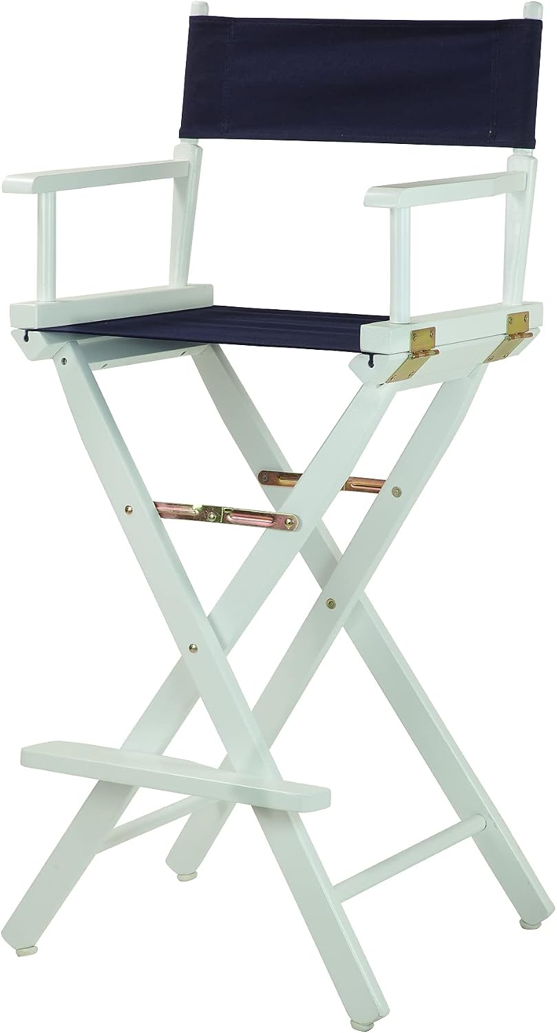 Casual Home 30" Director's Chair White Frame-Navy Blue Canvas