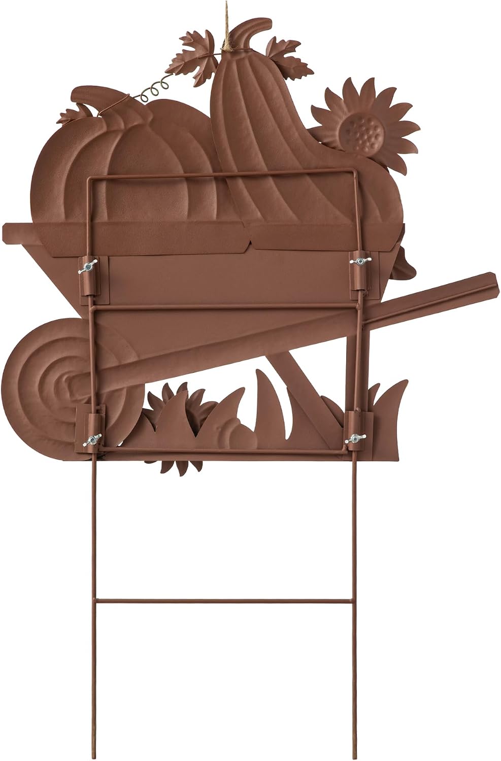 Glitzhome 30" H Fall Metal Wheel Barrow Pumpkin Yard Stake/Hanging Wall ...