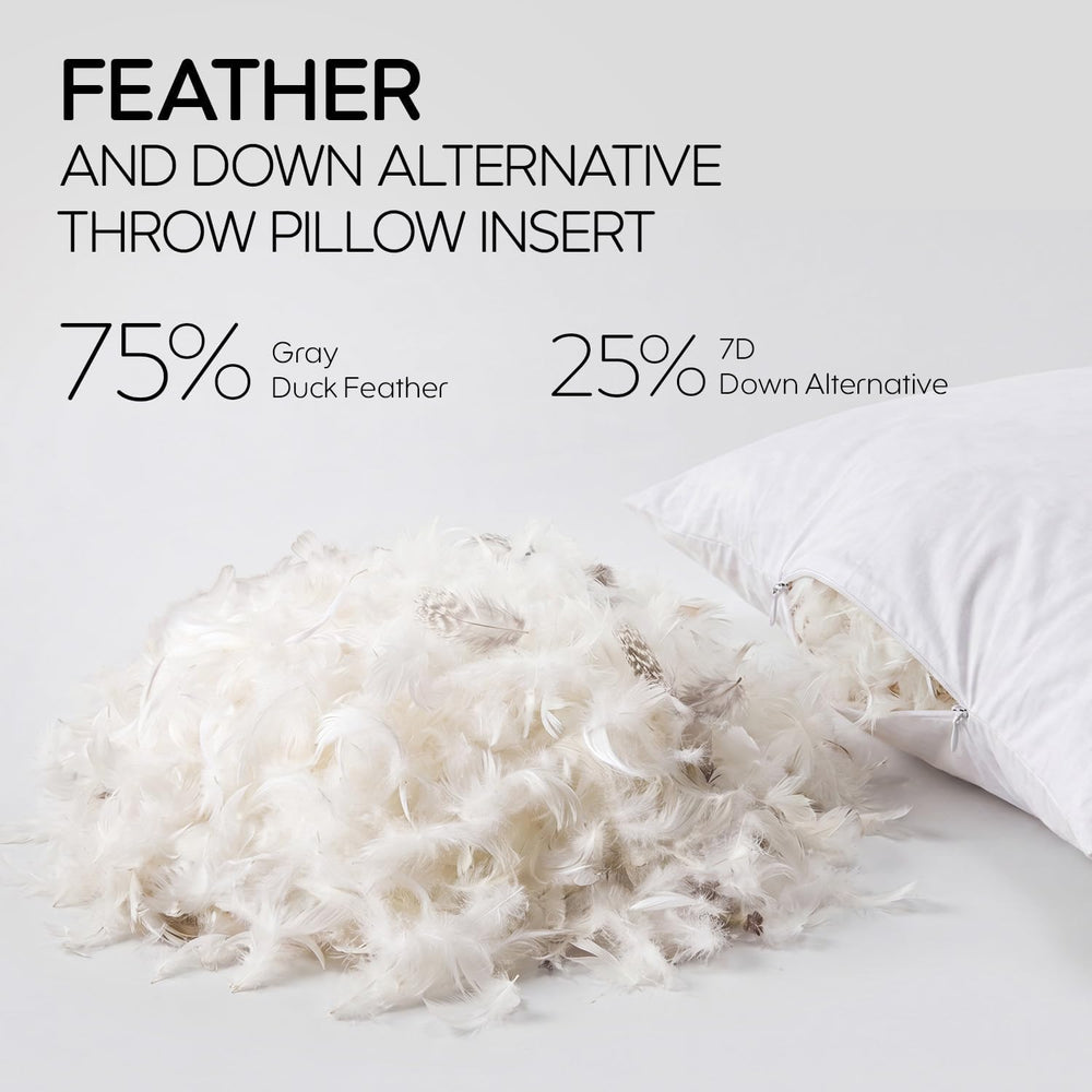 18x18 Feather Throw Pillow Insert, Decorative Pillow Insert for Covers, Fulle...