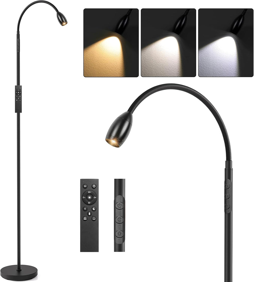 Reading Floor Lamp, 72" LED Dimmable Lamp with Gooseneck,Zoomable Spotlight