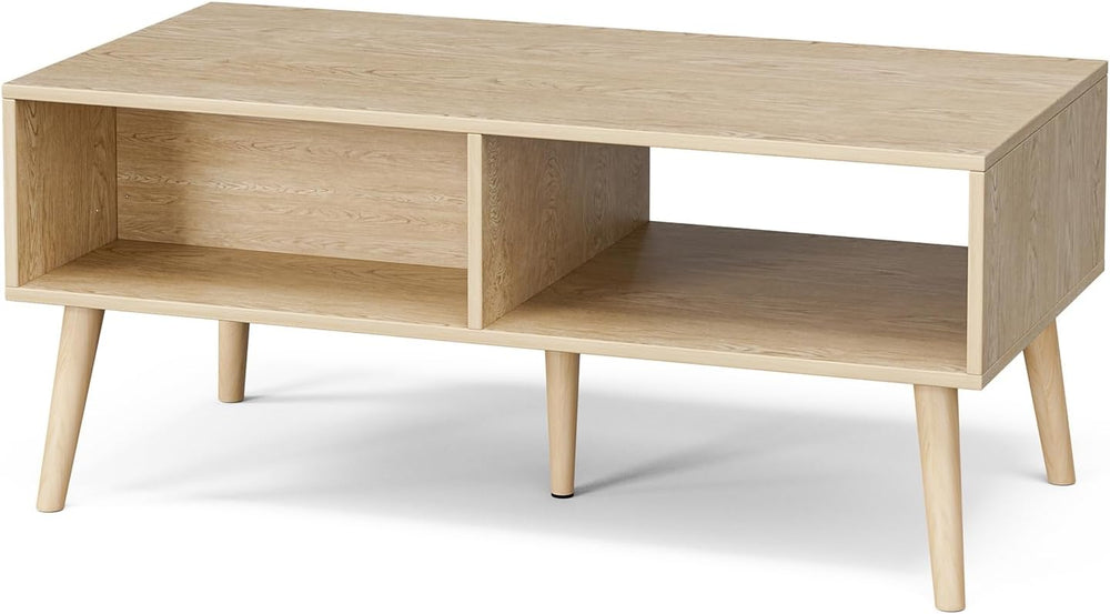 ZttRiee Rattan Coffee Table with Drawer, Boho, Natural