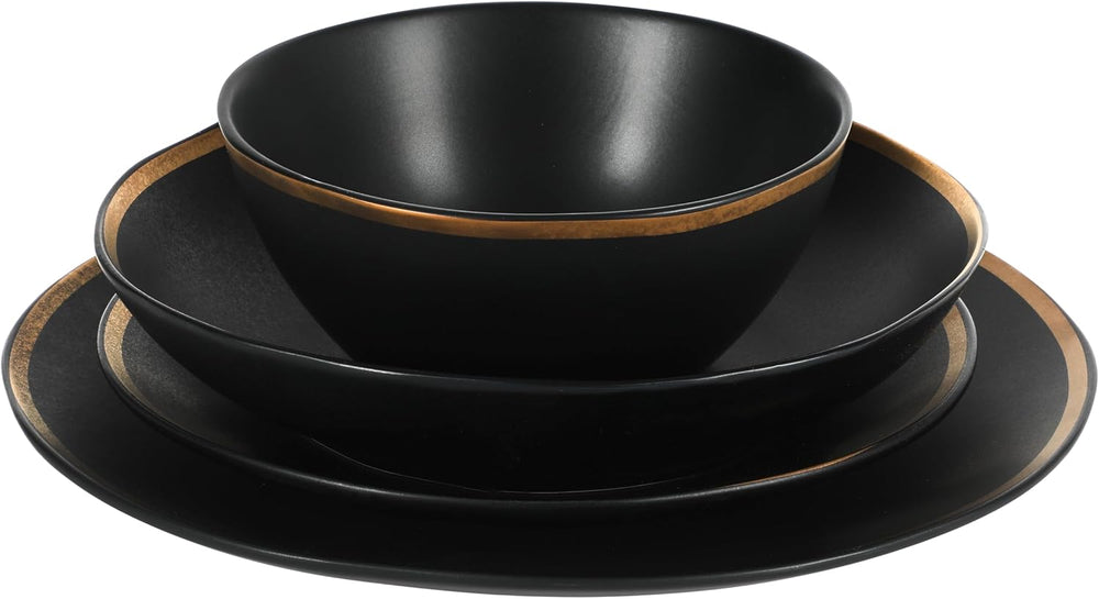 Gibson Elite Kings Road Double Plates and Bowl Organic Round Porcelain Dinner...