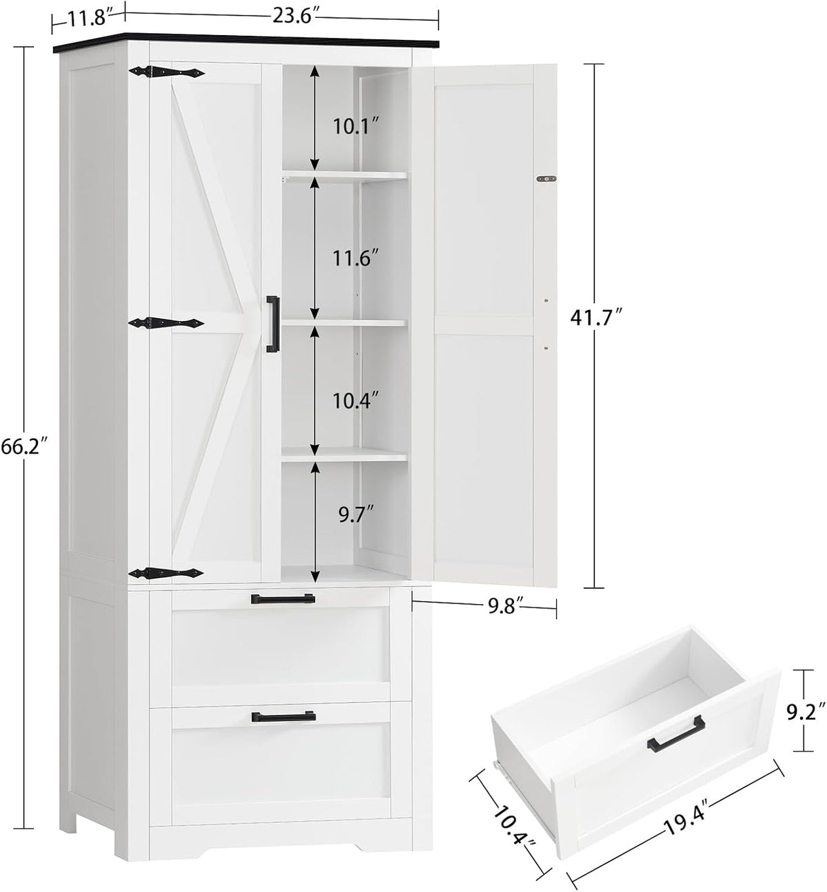 TEENFON Storage Cabinet with Doors & Adjustable Shelf