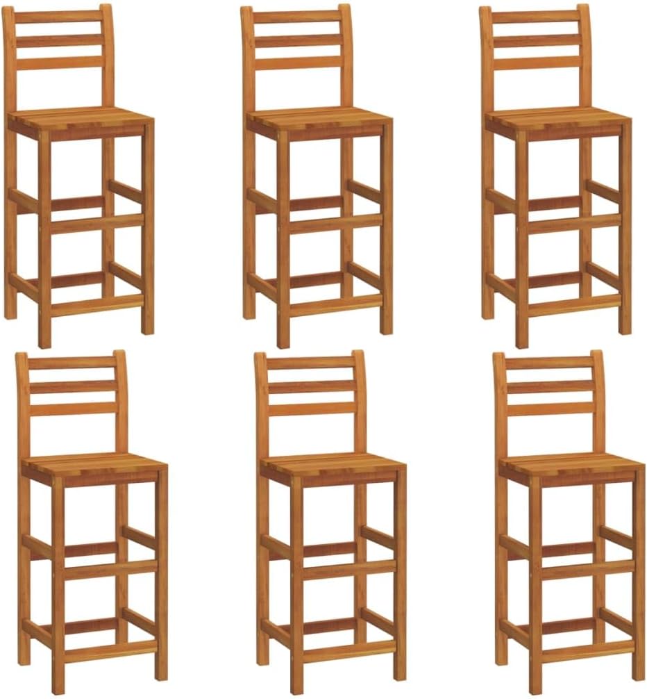 vidaXL Bar Stools 6 pcs Solid Wood Acacia