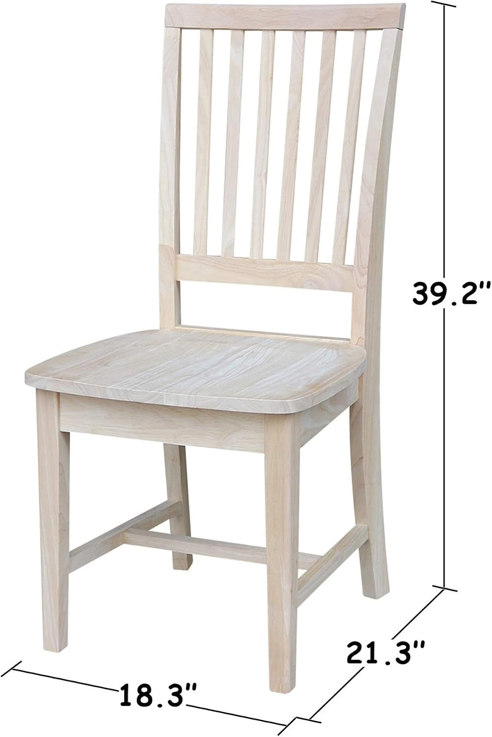 IC INTERNATIONAL CONCEPTS Solid Wood Set of 2 Mission Chairs, Unfinished