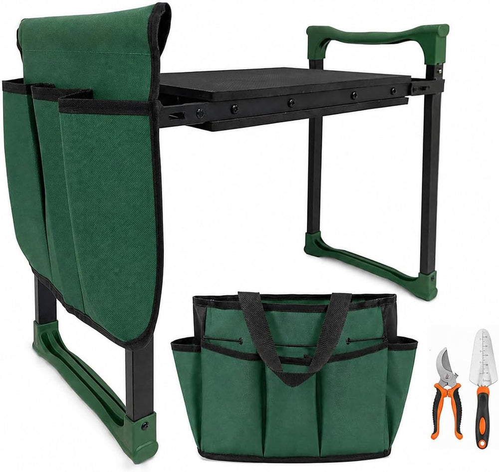 Garden Kneeler and Seat, Heavy Duty Foldable Garden Stool with Anti-Tip Outwa...