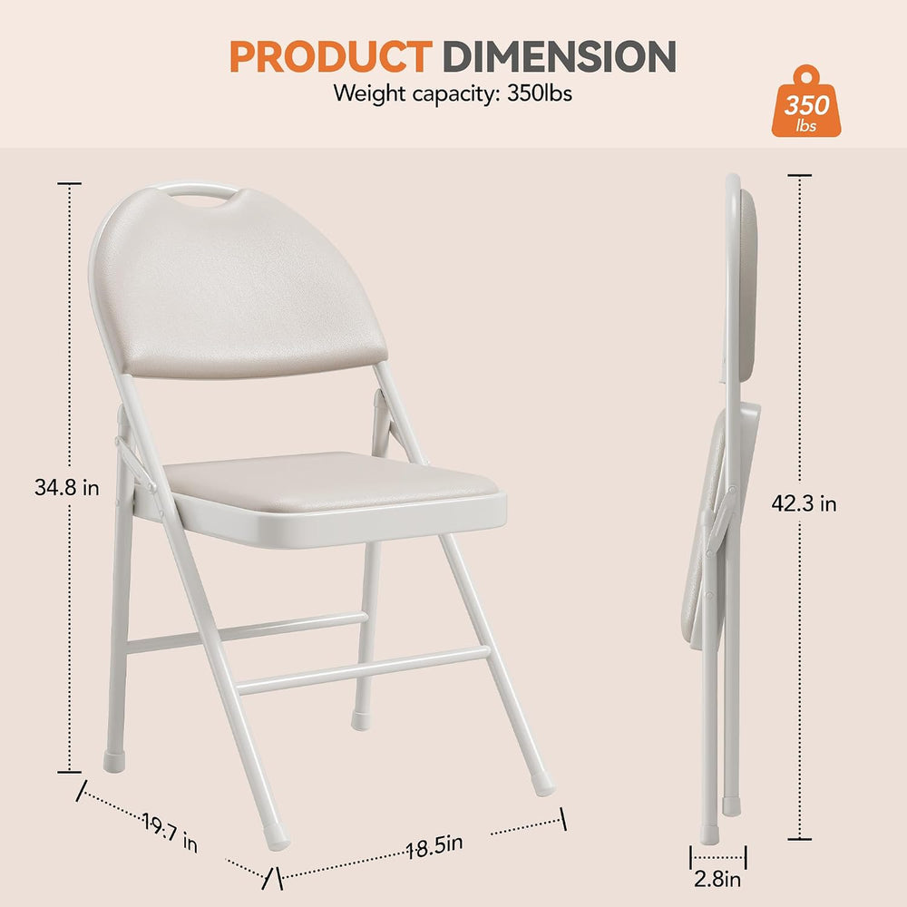 GAOMON 4-Piece PU Upholstered Folding Chair Set, Card Chairs, Beige