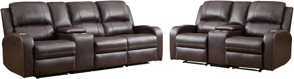 EBELLO Faux Leather Power Recliner Sofa Set, 2 Piece Electric Reclining Couch...