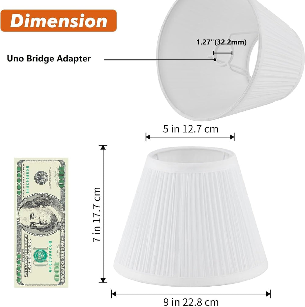 Uno Lamp Shade,Drum Pleated Lamp Shades 5" Top x 9" Bottom x 7&quot...