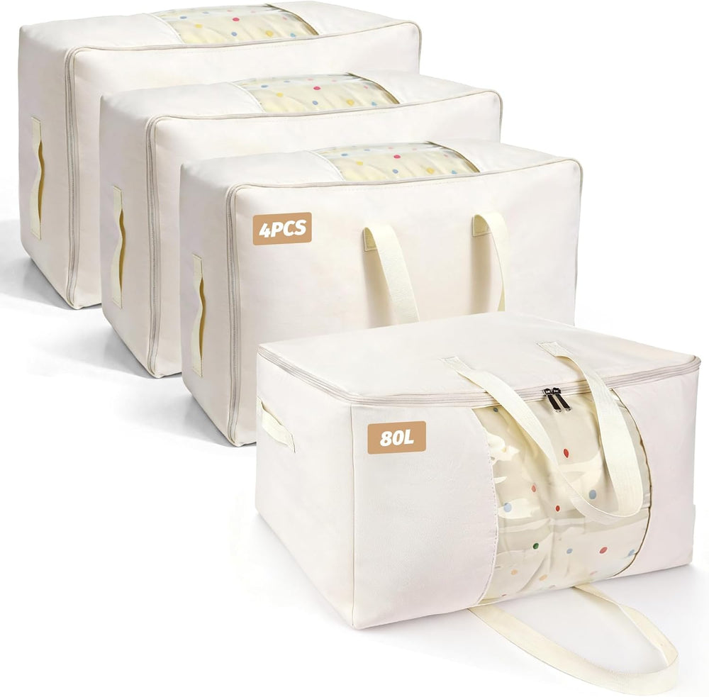 Soft Large Canvas Storage Bags with Zipper. Thick Breathable. Four Carrying H...