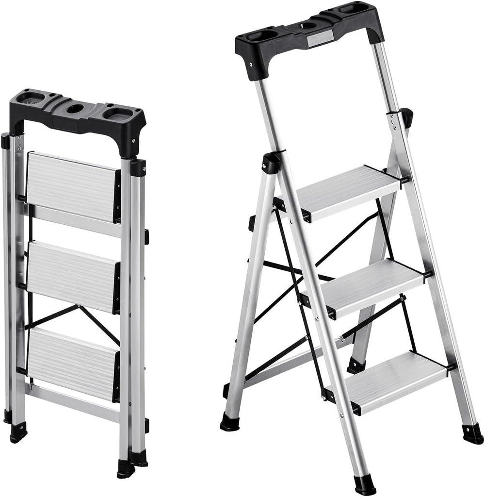 VEVOR 3 Step Ladder, Folding Step Stool with Wide Anti-Slip Pedal and Comfort...