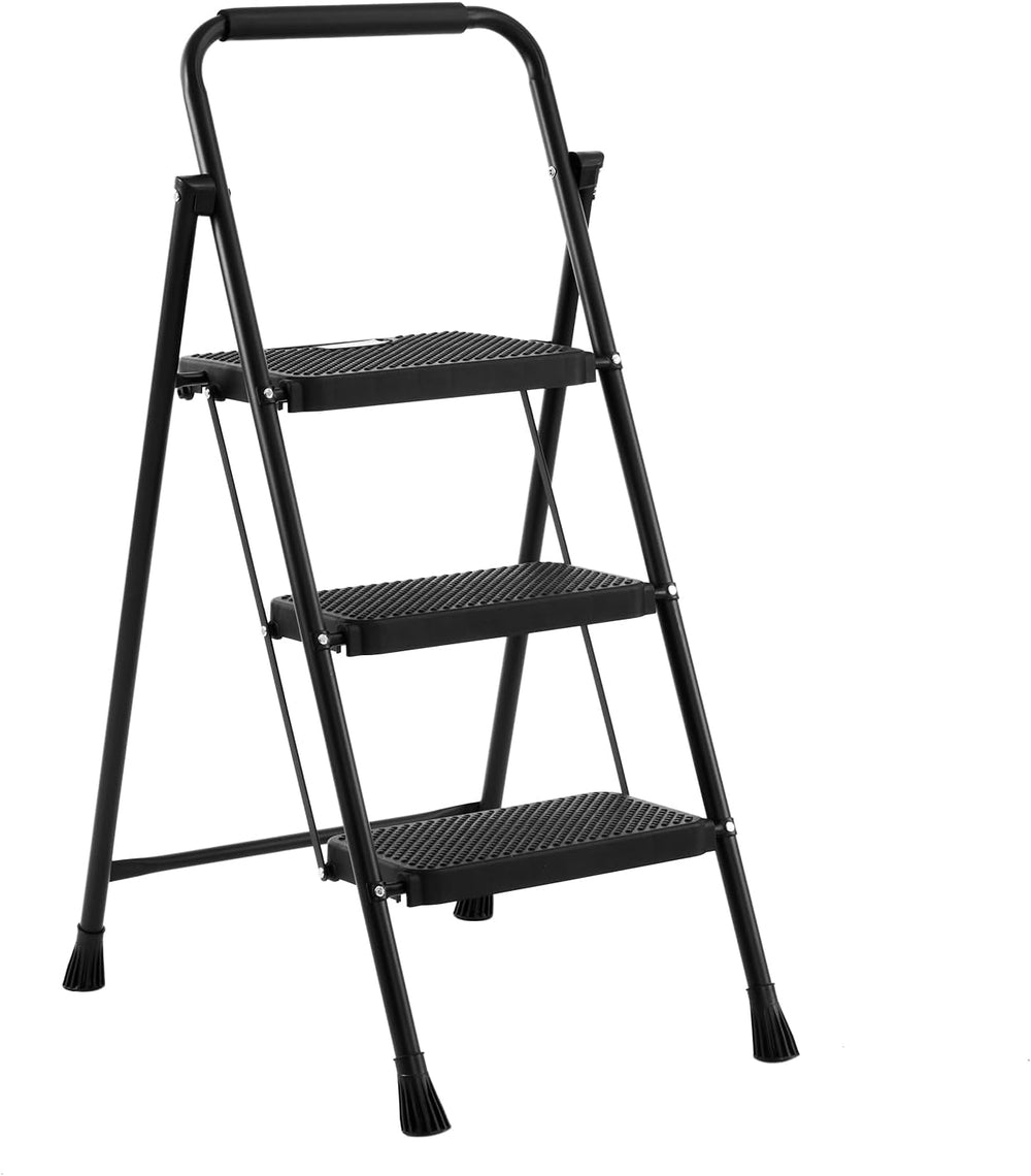 Nazhura Foldable 3 Step Stool Ladder, 300 Lb Weight Limit Folding 3 Stepping ...