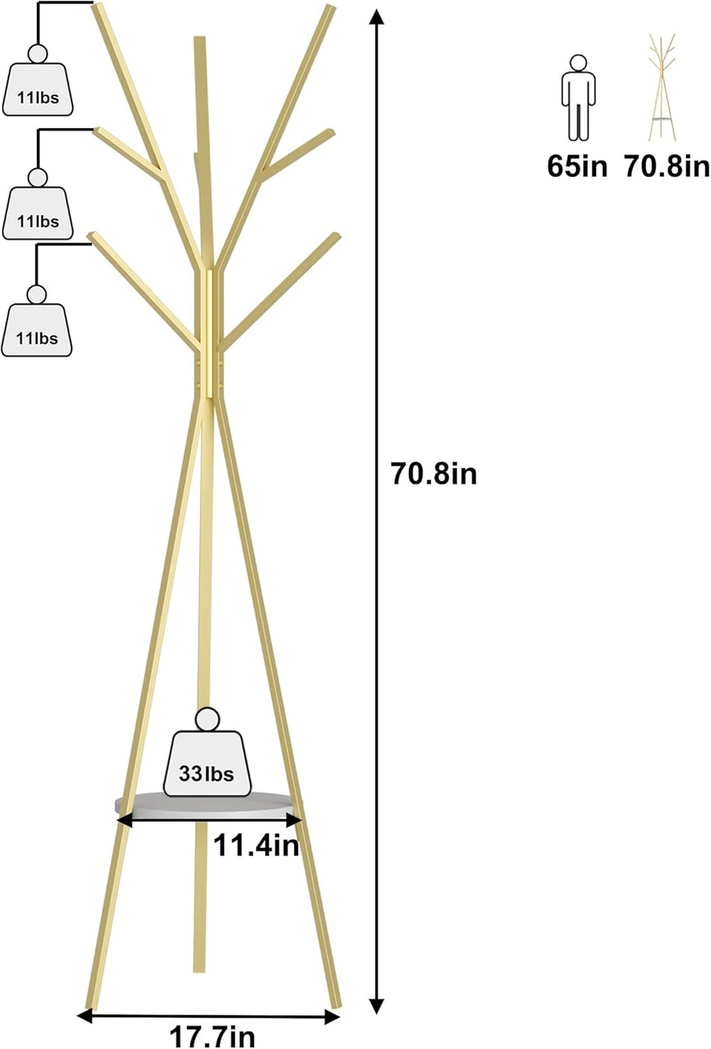 HOME BI Coat Rack Hat Stand Free Standing Display Hall Tree Metal Hat Hanger ...