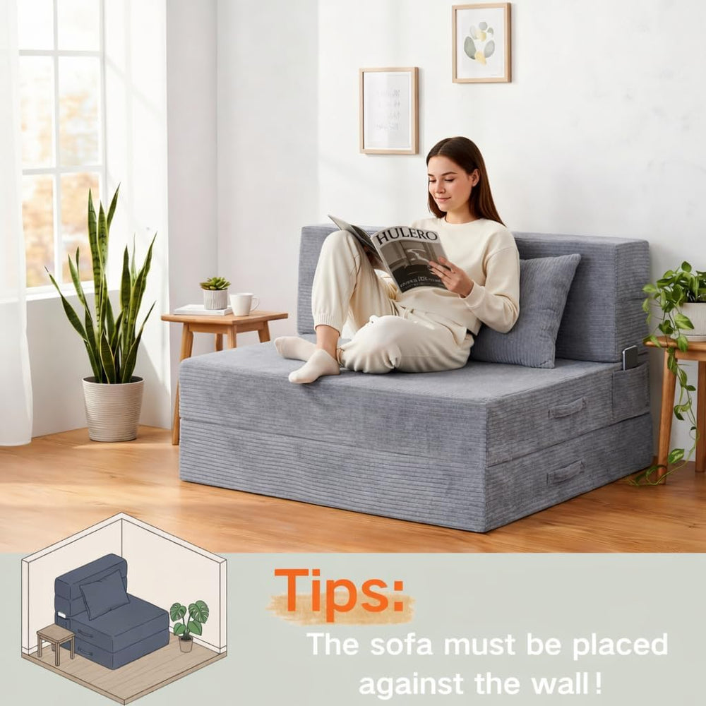 Folding Sofa Bed, Convertible Sleeper Chair Bed, Floor Sofa with Bag
