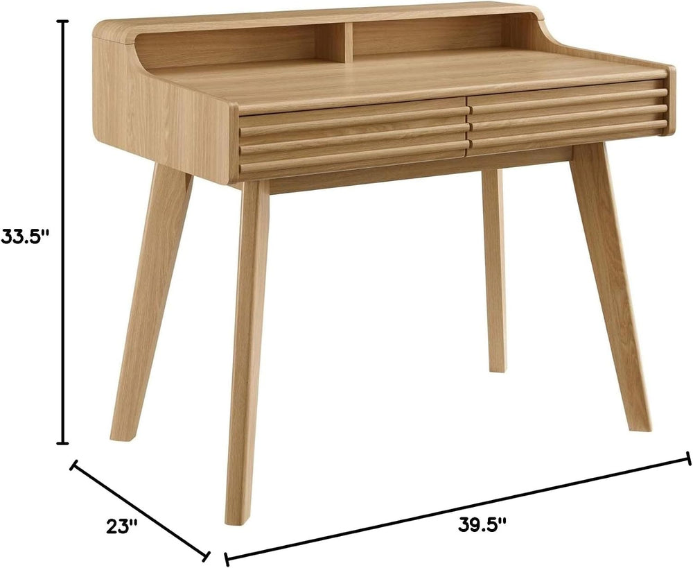 Modway Render Mid-Century Modern Office, Writing Desk, Oak