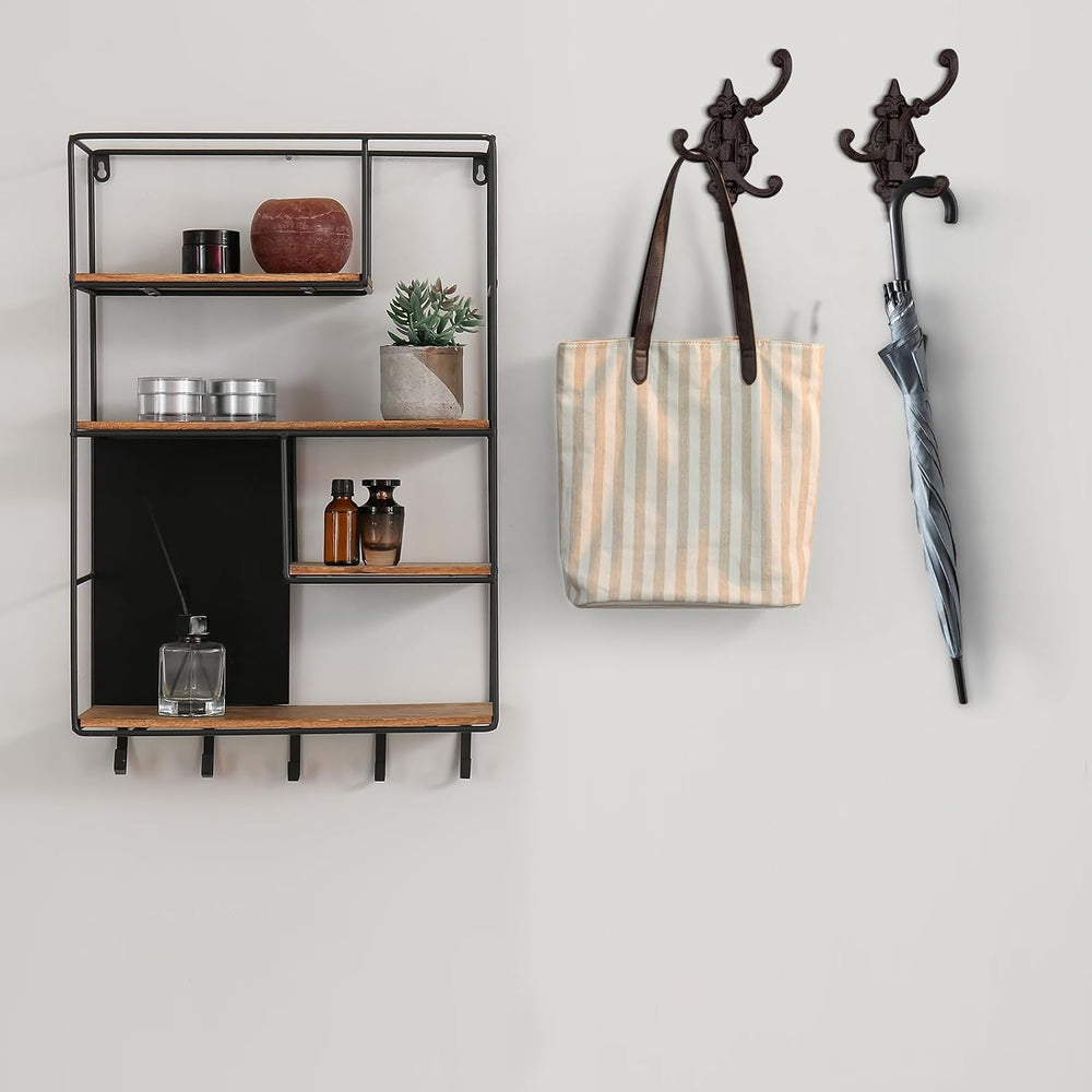 Yaocom 3Pcs Vintage Swivel Wall Hook Cast Iron Coat Rack, Black