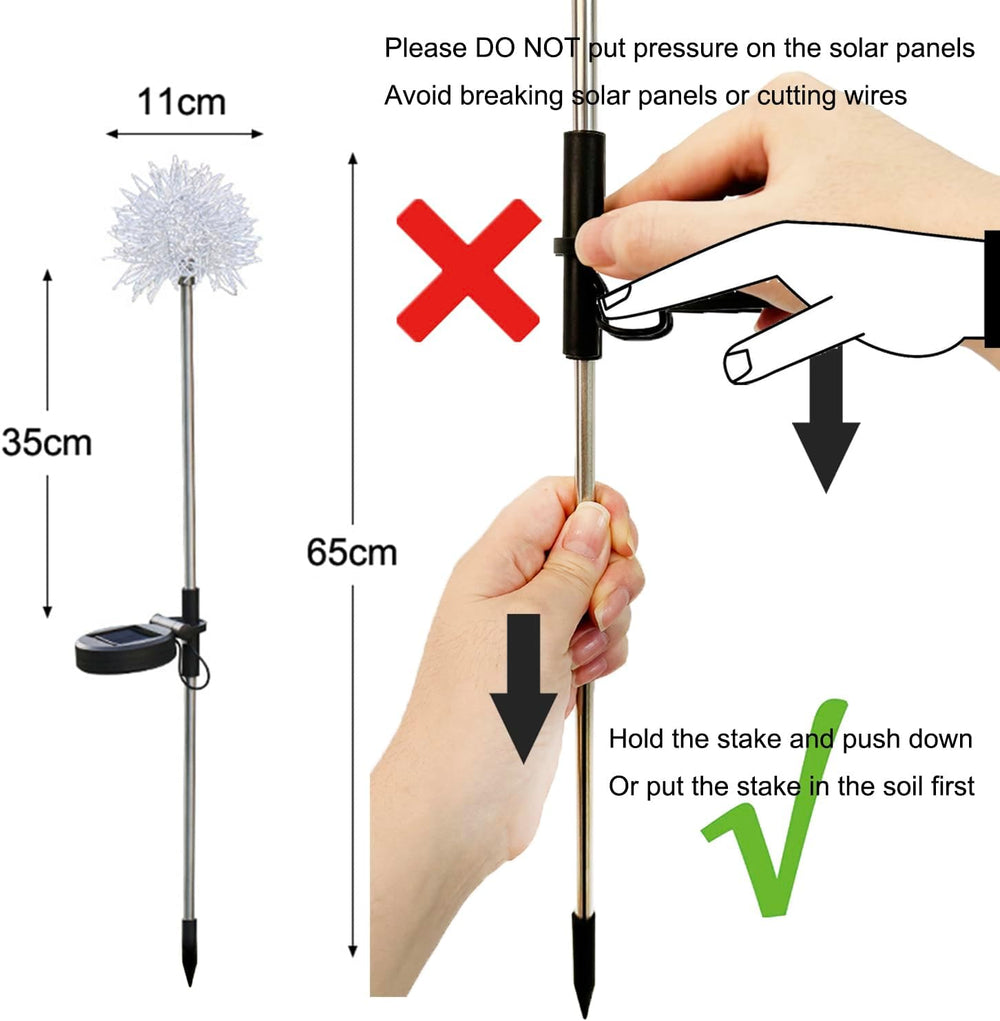 GUOCHENG Dandelion Solar Garden Lights, 4 Pack Solar Metal Dandelion Light