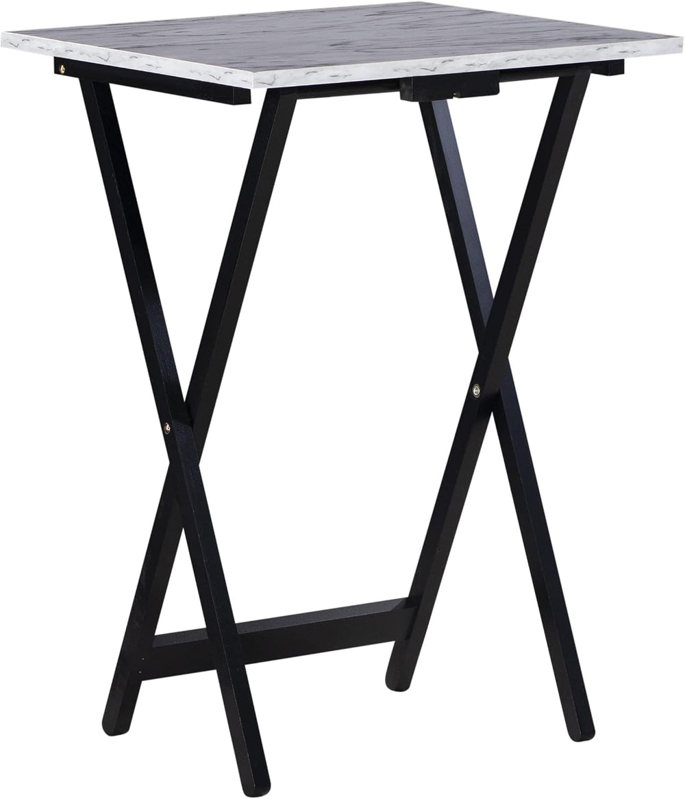 Linon Tray Table Set, 15.75"D x 18.9"W x 26.38"H, White