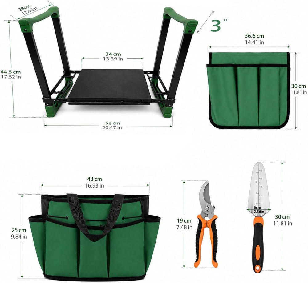 Garden Kneeler and Seat, Heavy Duty Foldable Garden Stool with Anti-Tip Outwa...