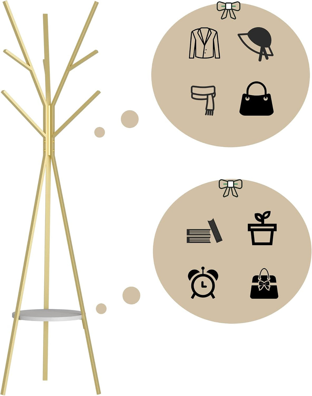 HOME BI Coat Rack Hat Stand Free Standing Display Hall Tree Metal Hat Hanger ...