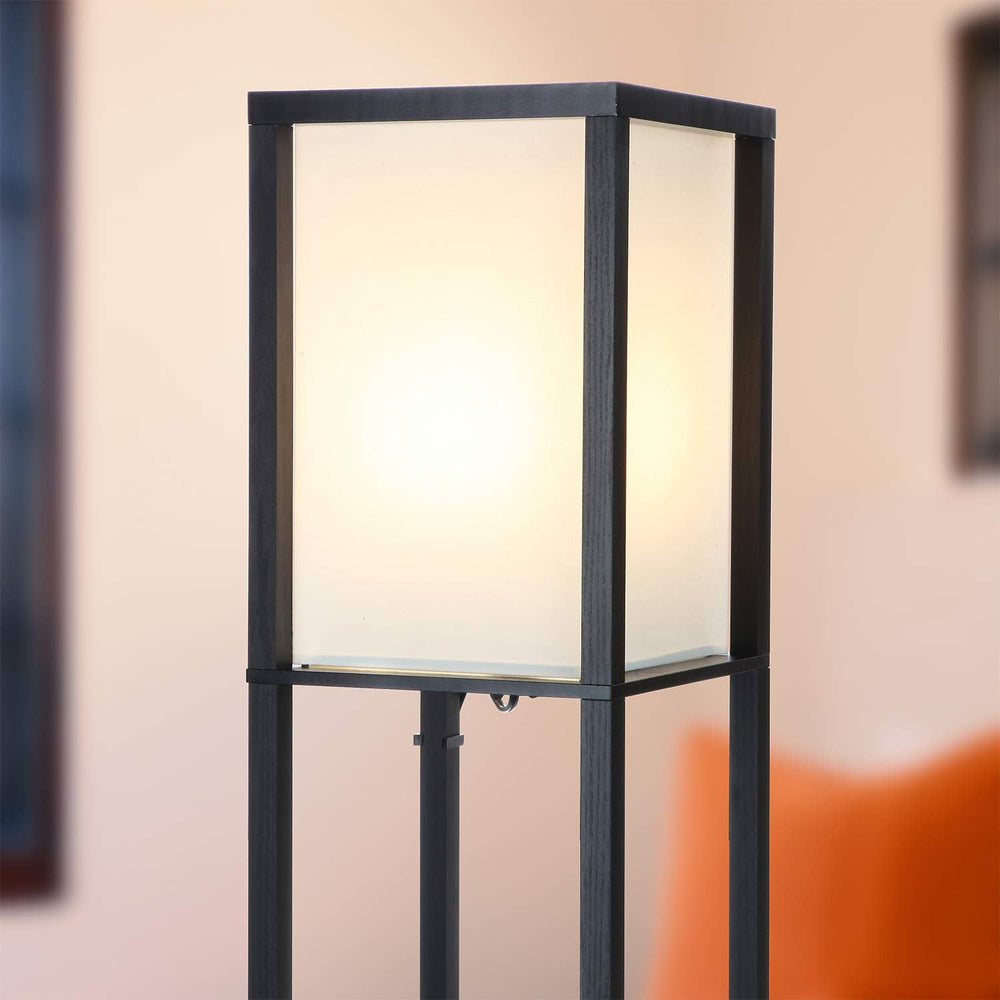 Brightech Maxwell – Modern Shelf Floor Lamp with USB Ports, Wireless Charging...