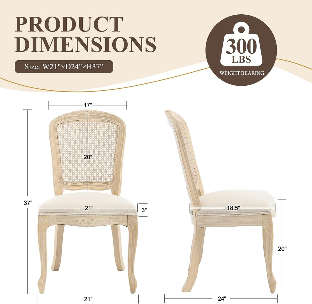 chairus French Country Dining Chairs Set of 4, Upholstered Linen Dining Room ...