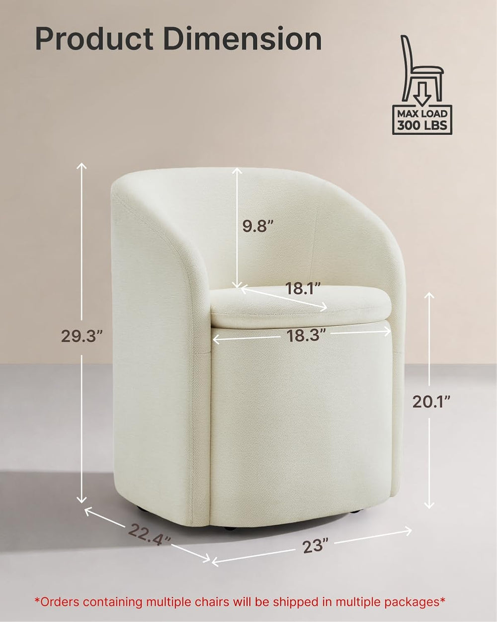 KISLOT Upholstered Dining Chairs Set of 2, Storage Kitchen Chair, Linen