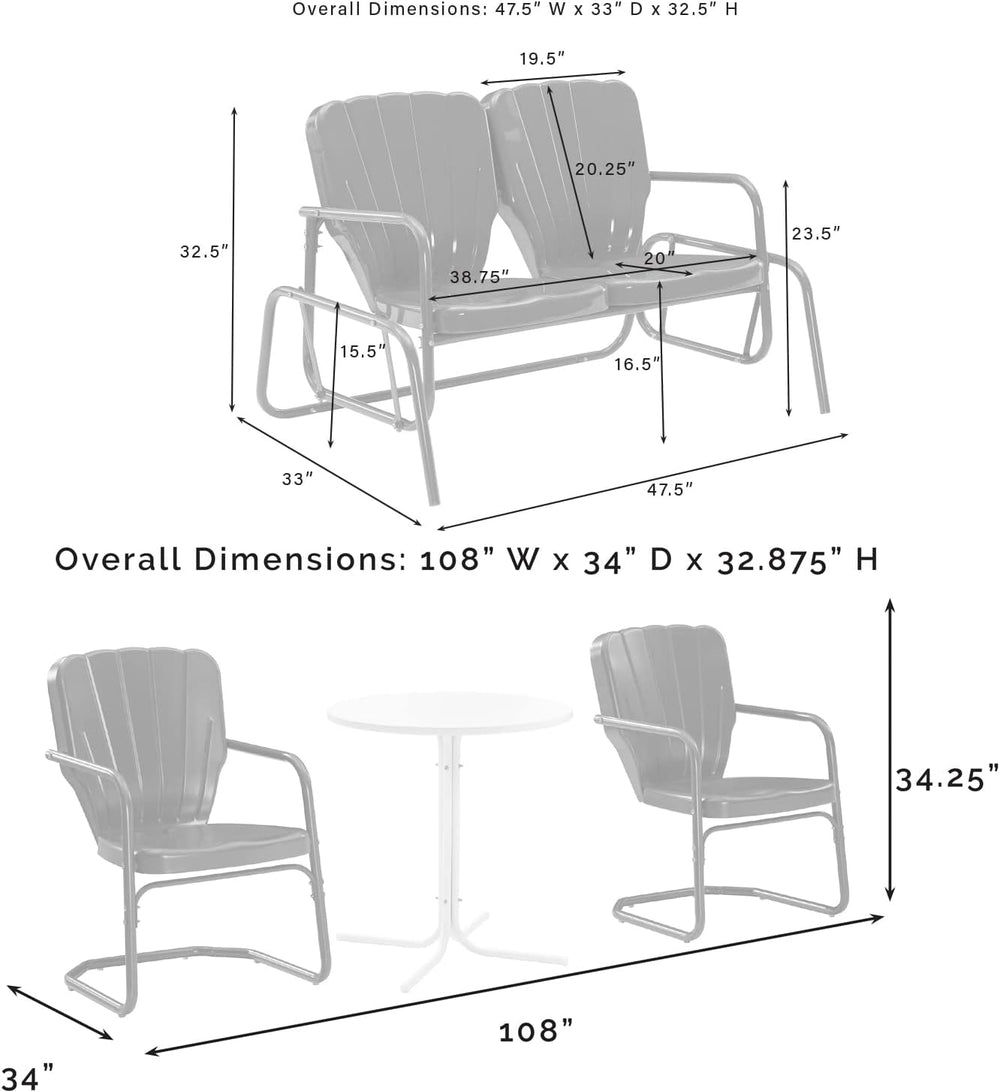 Crosley Furniture Ridgeland 4-Piece Loveseat Glider Set