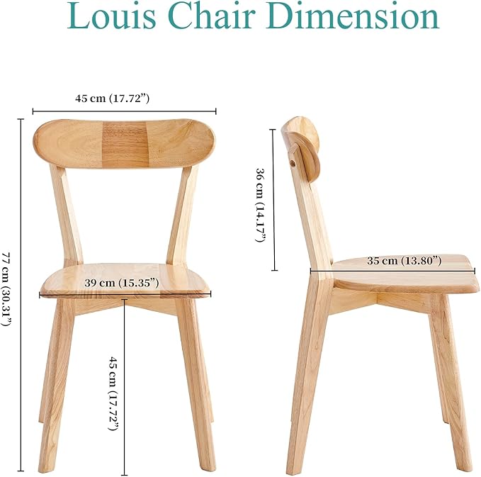 Wood Louis Dining Chairs Set of 4 Home Kitchen Modern Kitchen Chairs 100% Natural Solid Wood