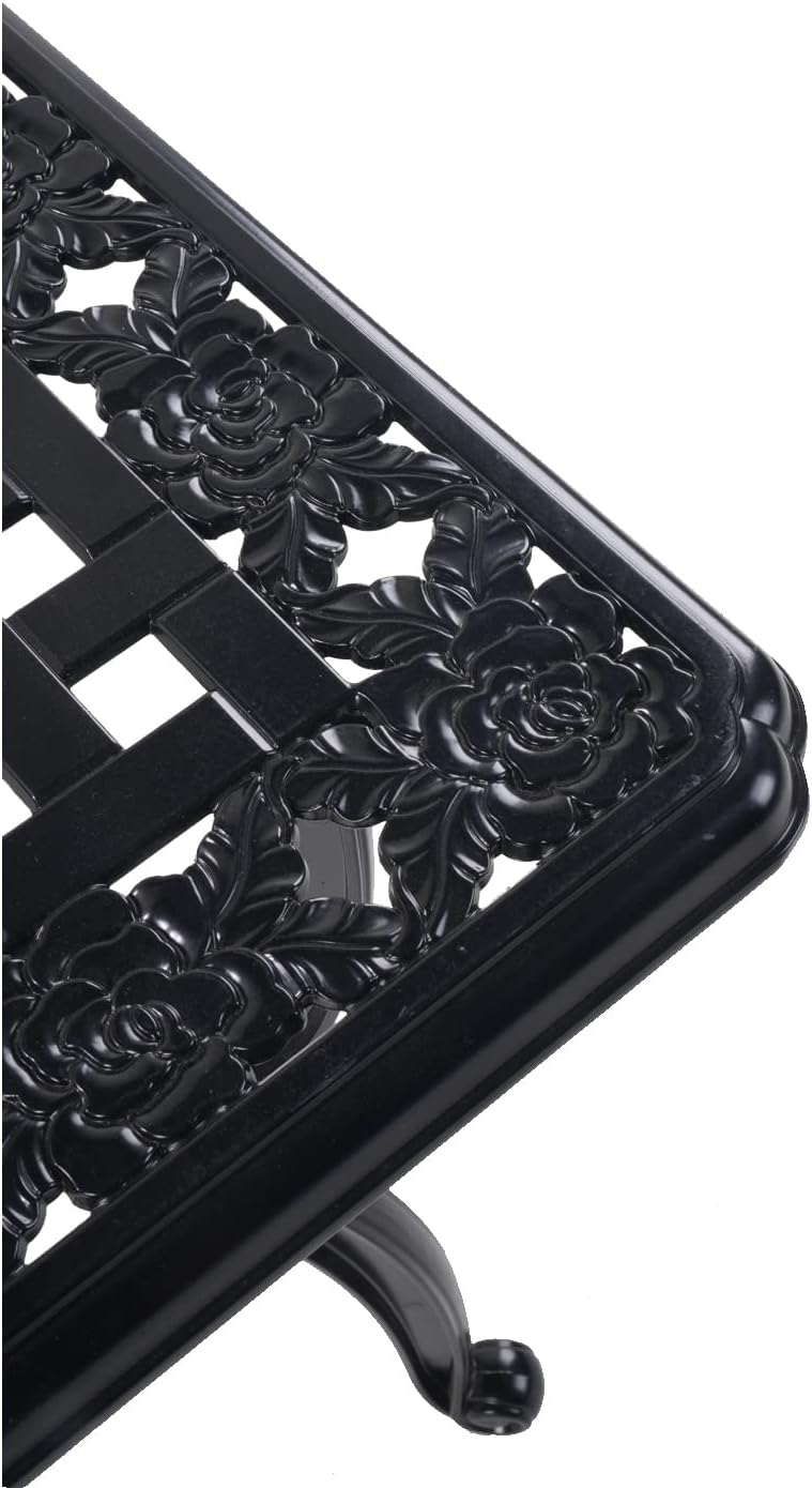 Mandolin Black Cast Aluminum Square Outdoor Patio Coffee End Table
