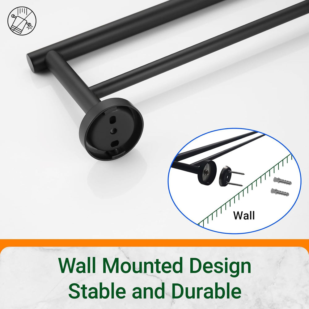 Miyili 36-Inch Bathroom Double Towel Rack, Matte Black