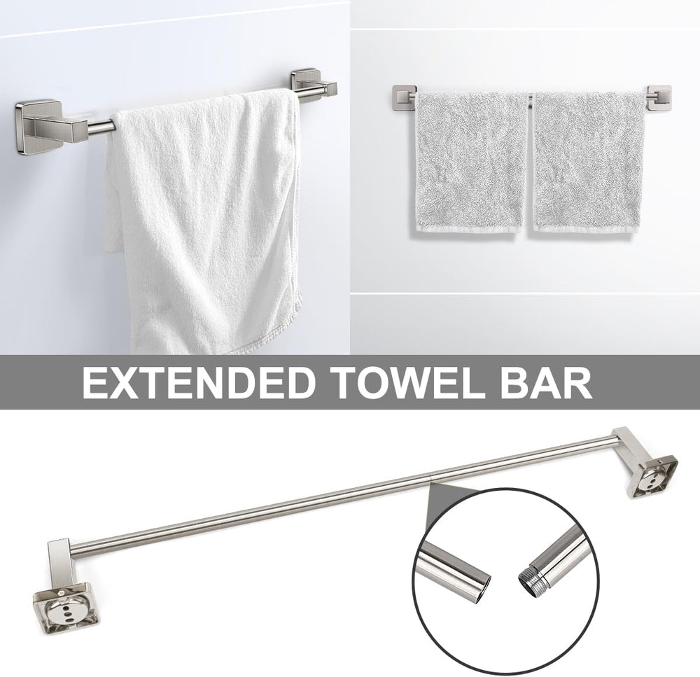 Brushed Nickel Stainless Steel 24Inch Towel Bar Set,4 Pieces
