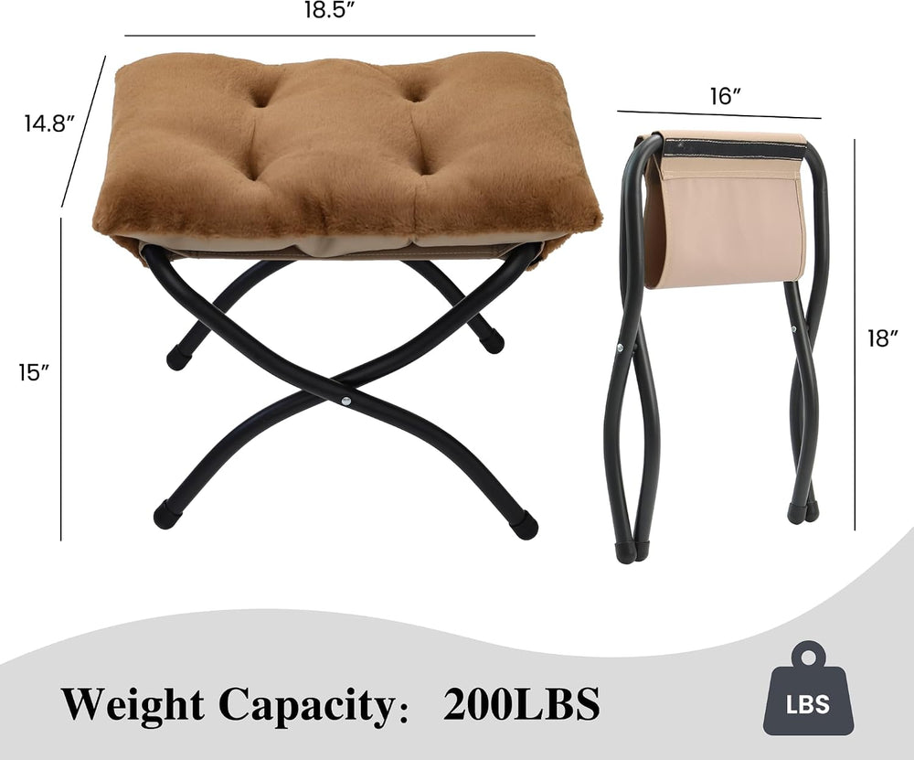 15"(H) Folding Ottoman, Set of 2, Foldable Footrest Stool, Small Foot St...