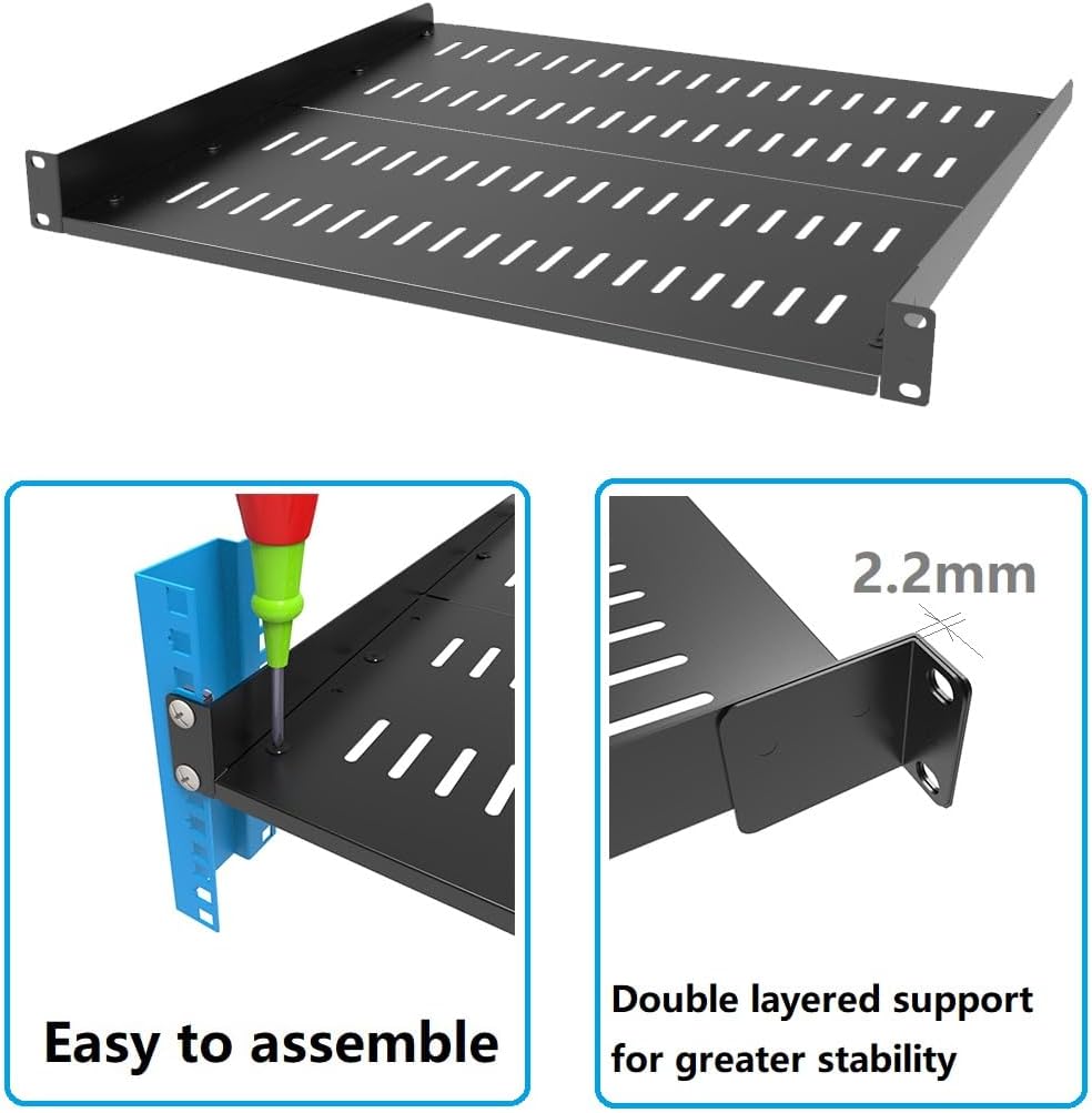 1U Cantilever Server Rack Shelf Depth Adjustable 16-20 inch