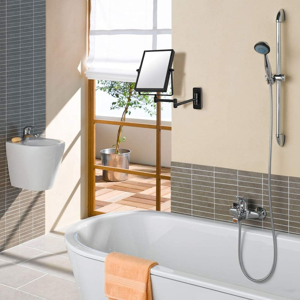QiMH 3X Magnified Wall Mounted Mirror, Rectangular 8x6 Inch with Extendable A...