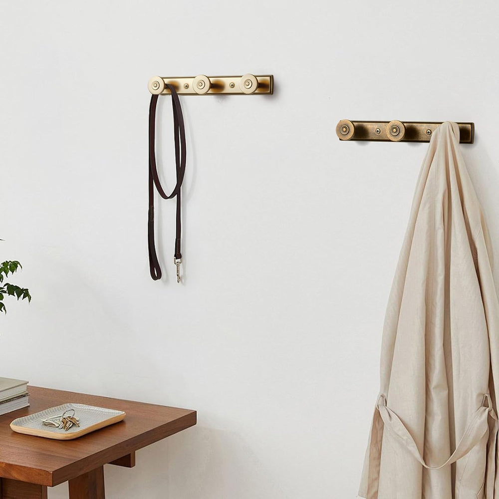 Coat Rack Wall Mounted, Antique Brass Zinc Alloy with 3 Hooks