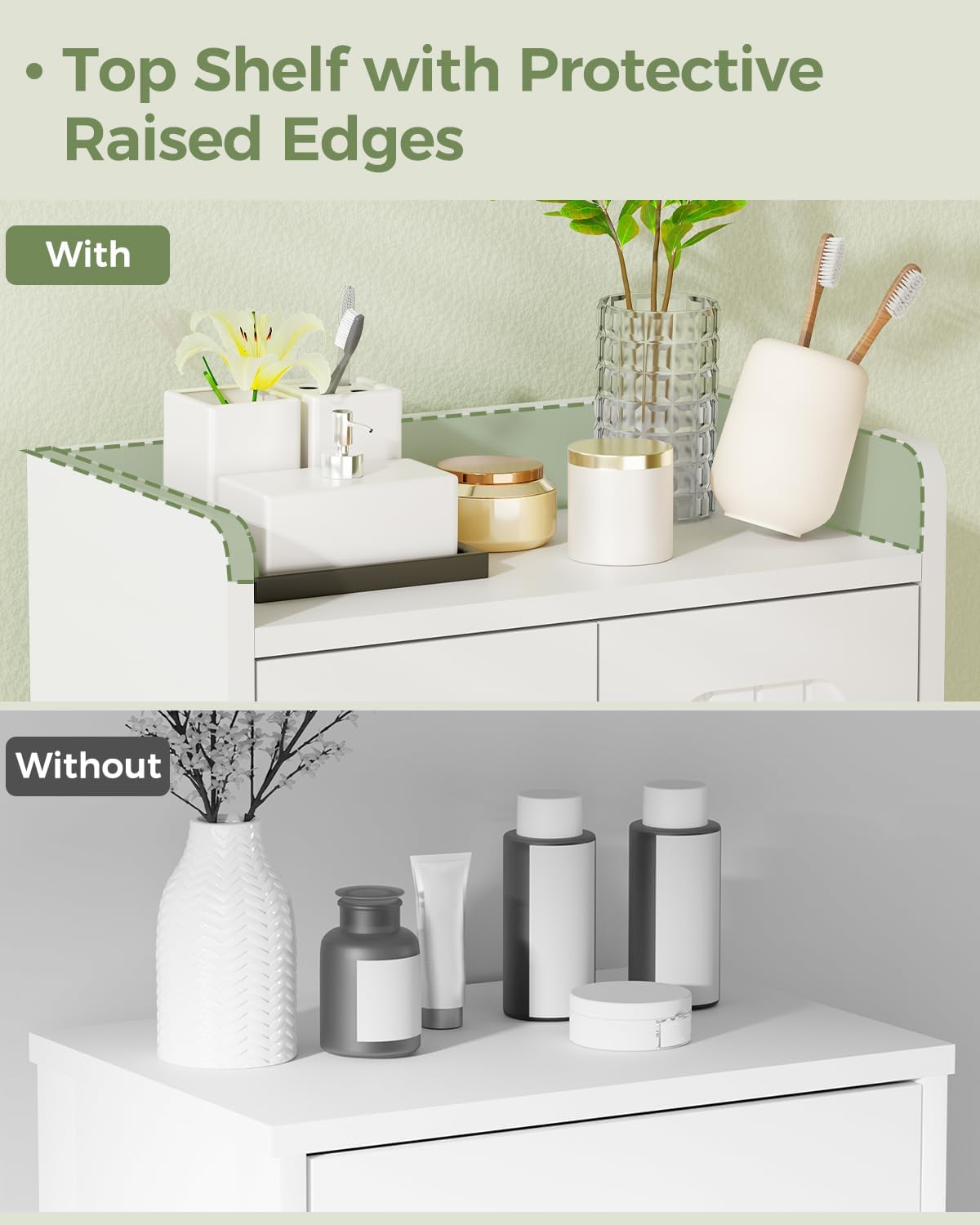 BEWISHOME Small Floor Cabinet,Toilet Paper Storage,Bathroom Storage Cabinet