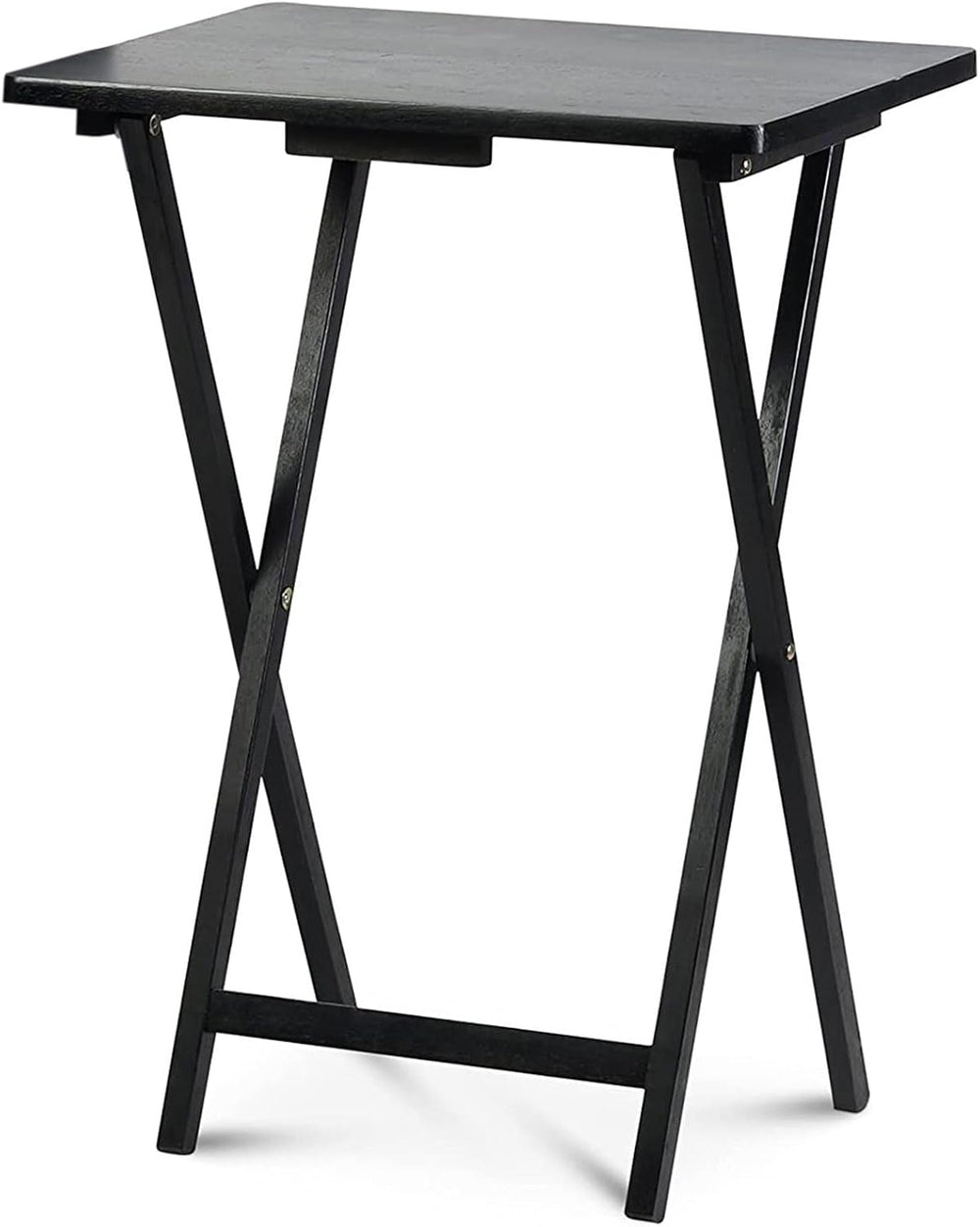 PJ Wood - Folding TV Tray Table Set - 5-Piece with Rack, Black